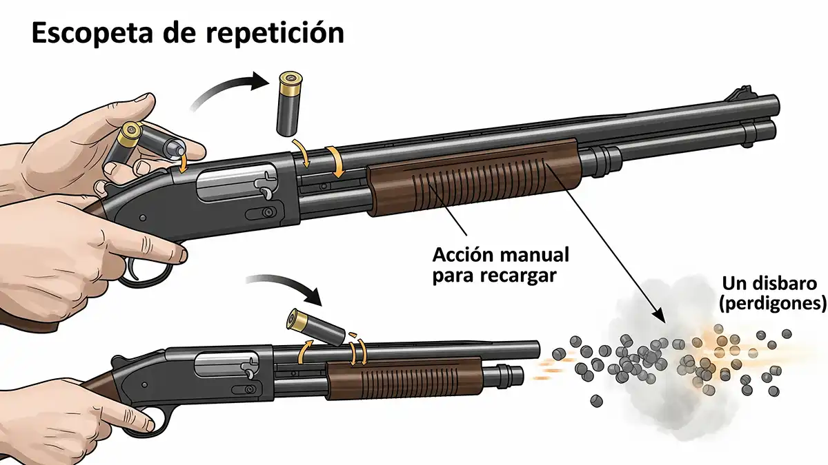 Dependiendo del método de carga y recarga: Arma de repetición